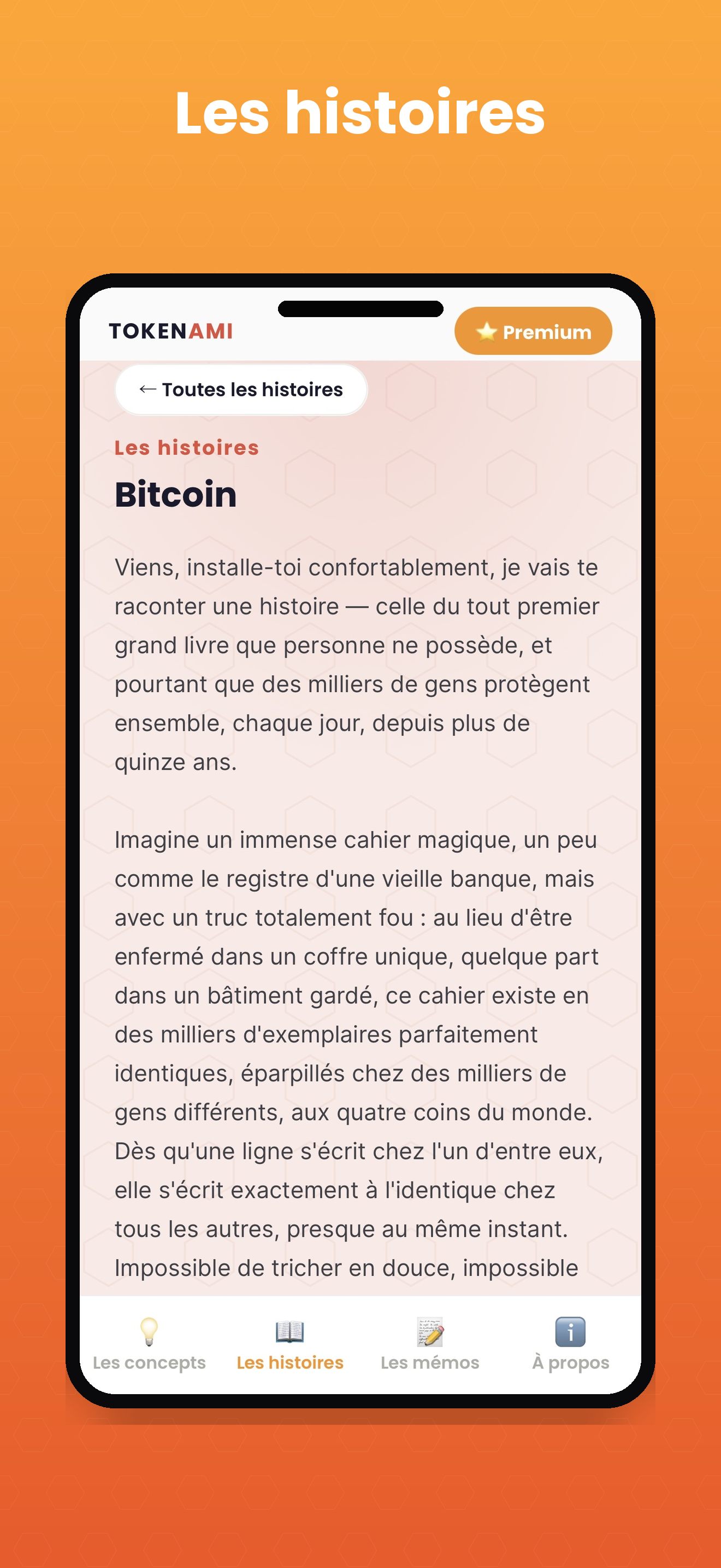 Capture d'écran Tokenami — Les histoires